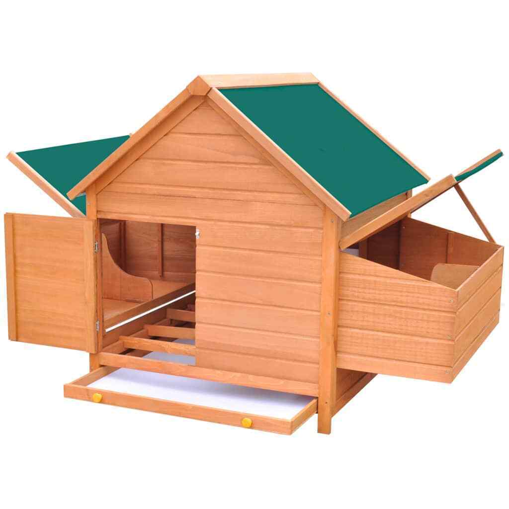 Large Wooden Hutch Chicken Coop Hen Chook House Nesting Poultry Cage