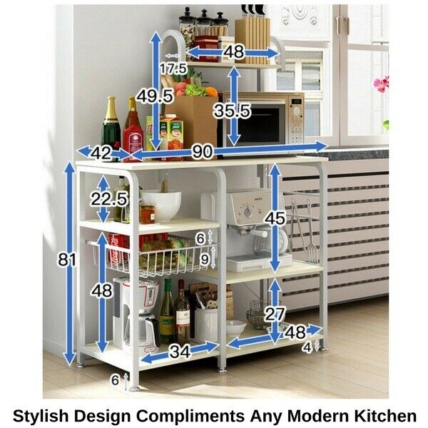 Kitchen Storage Organiser Cabinet Island Bench Table Shelves White Steel Frame - Homegrown - StoresHomegrown - StoresW6 - B