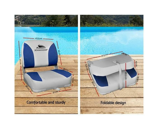 Set Of 2 Boat Folding Seats Swivel Seating All Weather Marine Chair Folding PVC