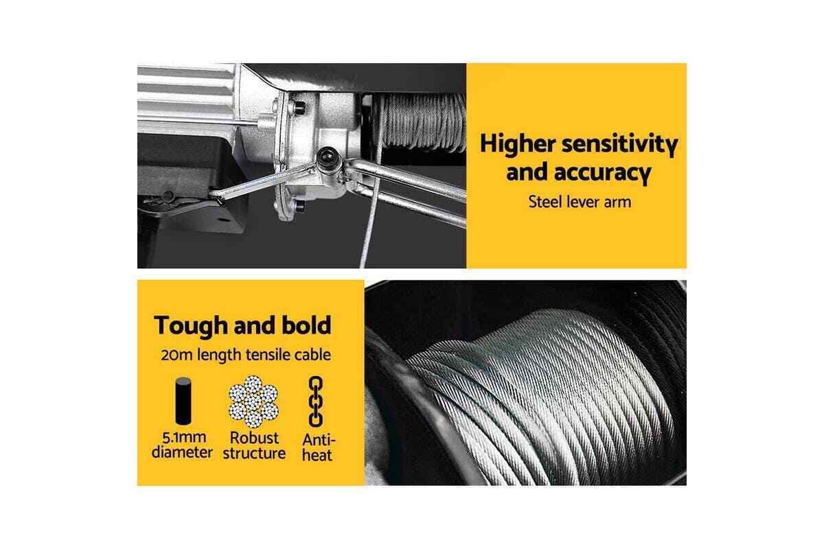 Electric Hoist Winch Crane 500/1000kg Rope 20m Remote Lifting Cable 240v Hoists