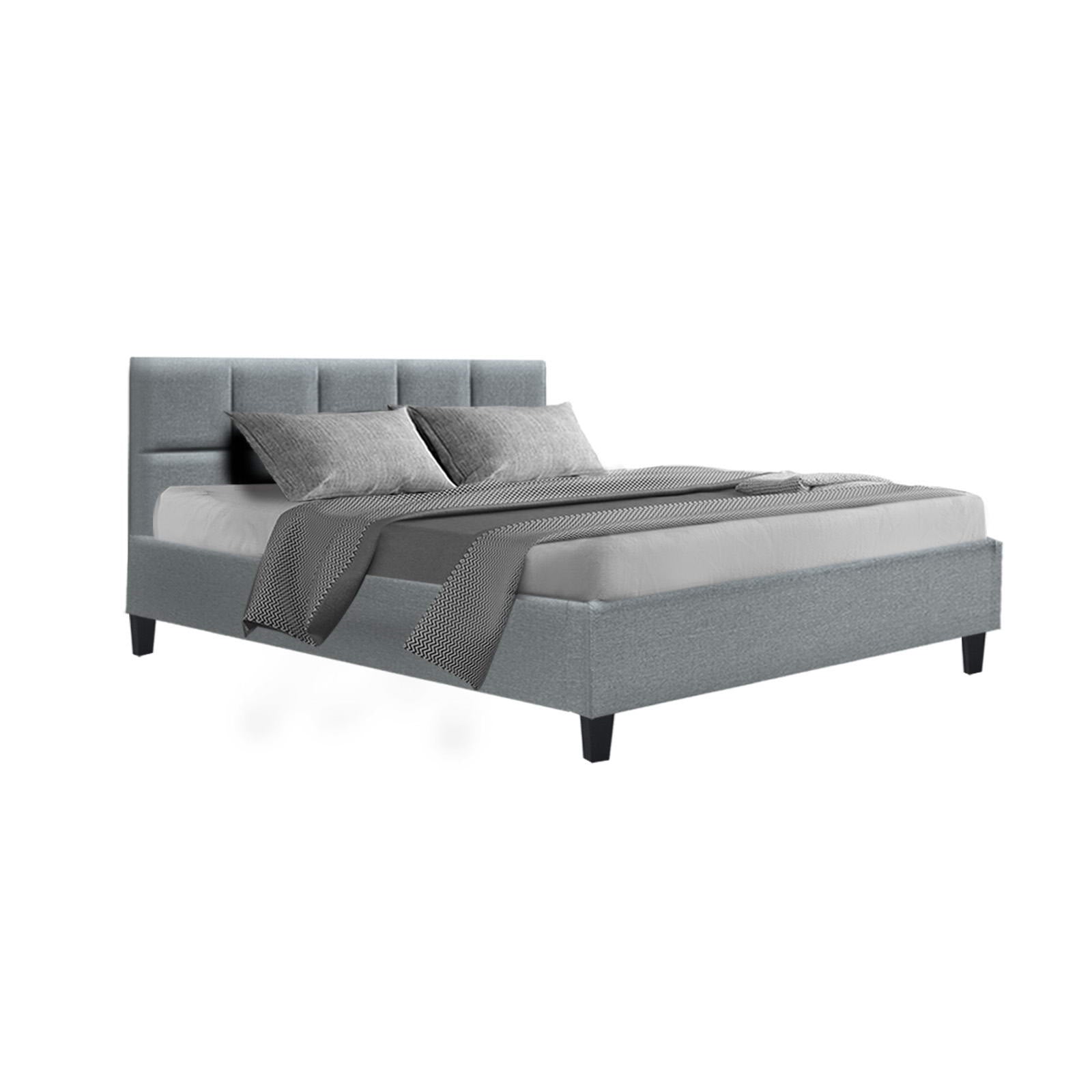 Artiss Bed Frame Queen Size Grey TINO BFRAME - H - TINO - Q - GY - AB
