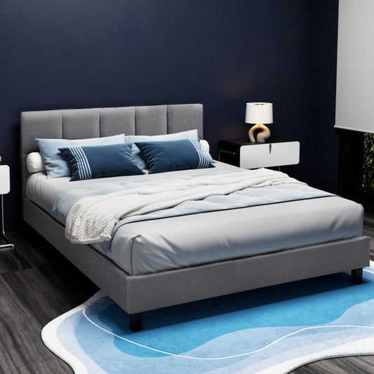 Artiss Bed Frame Queen Size Grey TINO BFRAME - H - TINO - Q - GY - AB