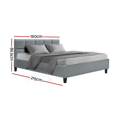 Artiss Bed Frame Queen Size Grey TINO BFRAME - H - TINO - Q - GY - AB