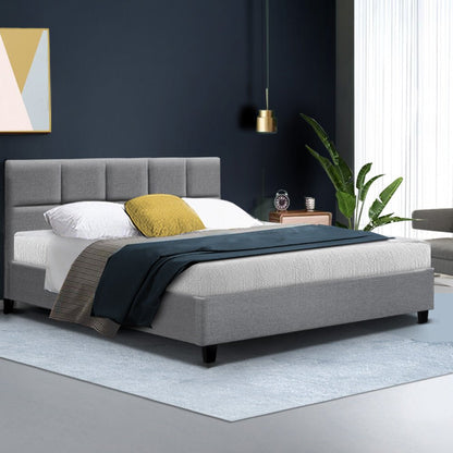 Artiss Bed Frame Queen Size Grey TINO BFRAME - H - TINO - Q - GY - AB