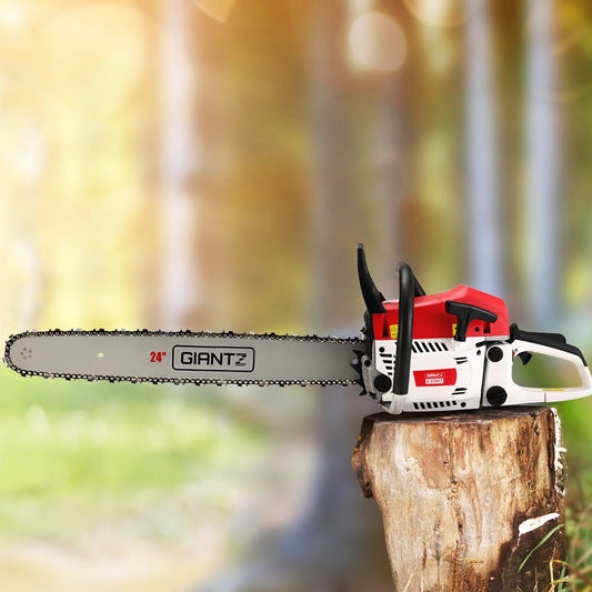 Giantz 62CC Petrol Chainsaw 24" Bar E - Start 5.2HP Pruning Tree Cutter CSAW - SXTO - 24 - RDWH - 2C