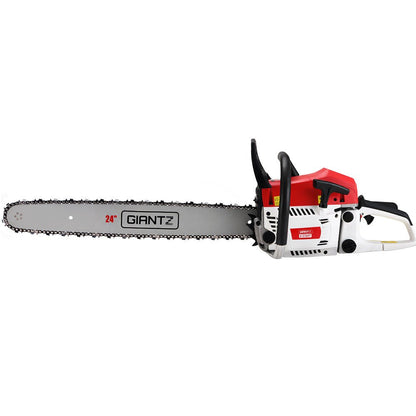 Giantz 62CC Petrol Chainsaw 24" Bar E - Start 5.2HP Pruning Tree Cutter CSAW - SXTO - 24 - RDWH - 2C