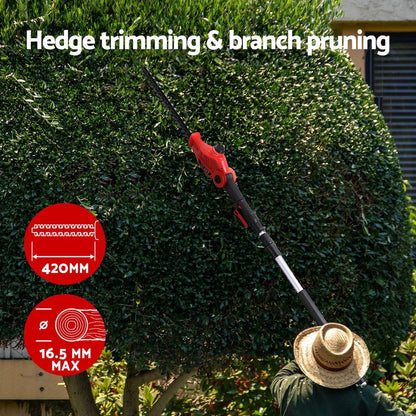 Giantz Cordless Pole Hedge Trimmer Pruner – Electric Garden Cutter Tool HT - POLE - 20V - 45 - RDBK