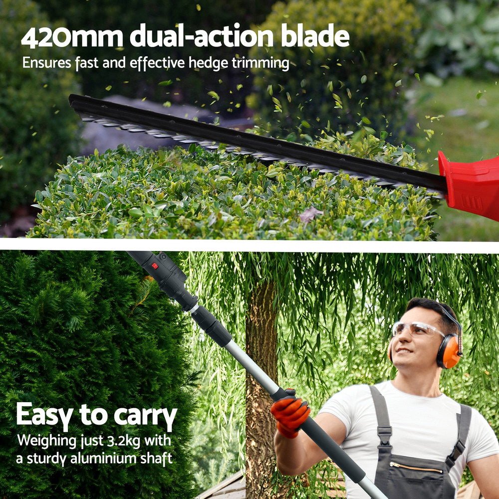 Giantz Cordless Pole Hedge Trimmer Pruner – Electric Garden Cutter Tool HT - POLE - 20V - 45 - RDBK