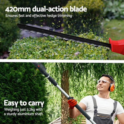 Giantz Cordless Pole Hedge Trimmer Pruner – Electric Garden Cutter Tool HT - POLE - 20V - 45 - RDBK