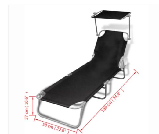 Outdoor Folding Sun Lounge Bed Shade Beach Pool Portable Reclining Chair Canopy - Homegrown - StoresHomegrown - Stores41197