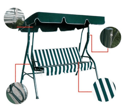 3 Seater Outdoor Hanging Swing Chair Hammock Garden Canopy Bench Seat Cushion 7211 - B