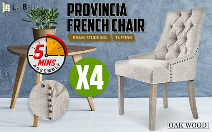 4X French Provincial Dining Chair Oak Leg AMOUR CREAM - Homegrown - StoresHomegrown - StoresV274 - FT - FC8443 - CR4